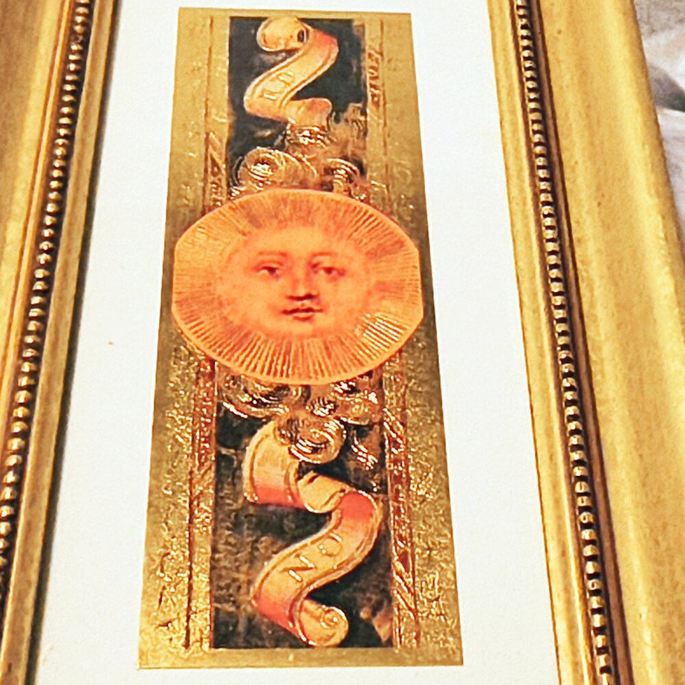 Pier 1 print -Soliel detail - gilded 17th-18th century atlas imagery SKU#1501885 - Picture 3 of 14